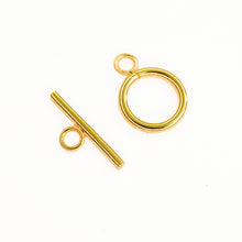 Cargar imagen en el visor de la galería, Broche Circulo y Barra Dorado de Acero Inoxidable (2 Pares)